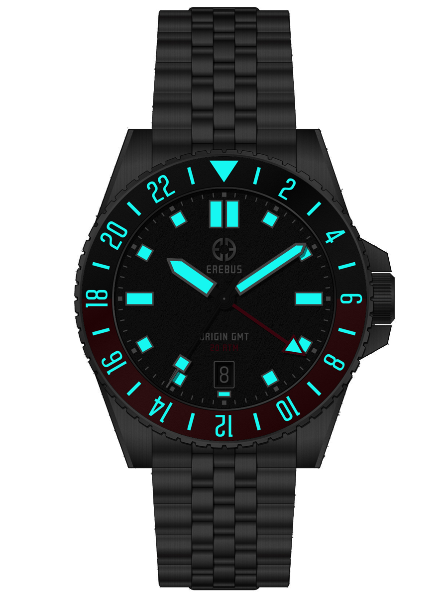 EREBUS ORIGIN GMT 腕時計 青黒 EREBUS ORIGIN GMT 腕時計 青黒 EREBUS ORIGIN GMT 腕時計 青黒