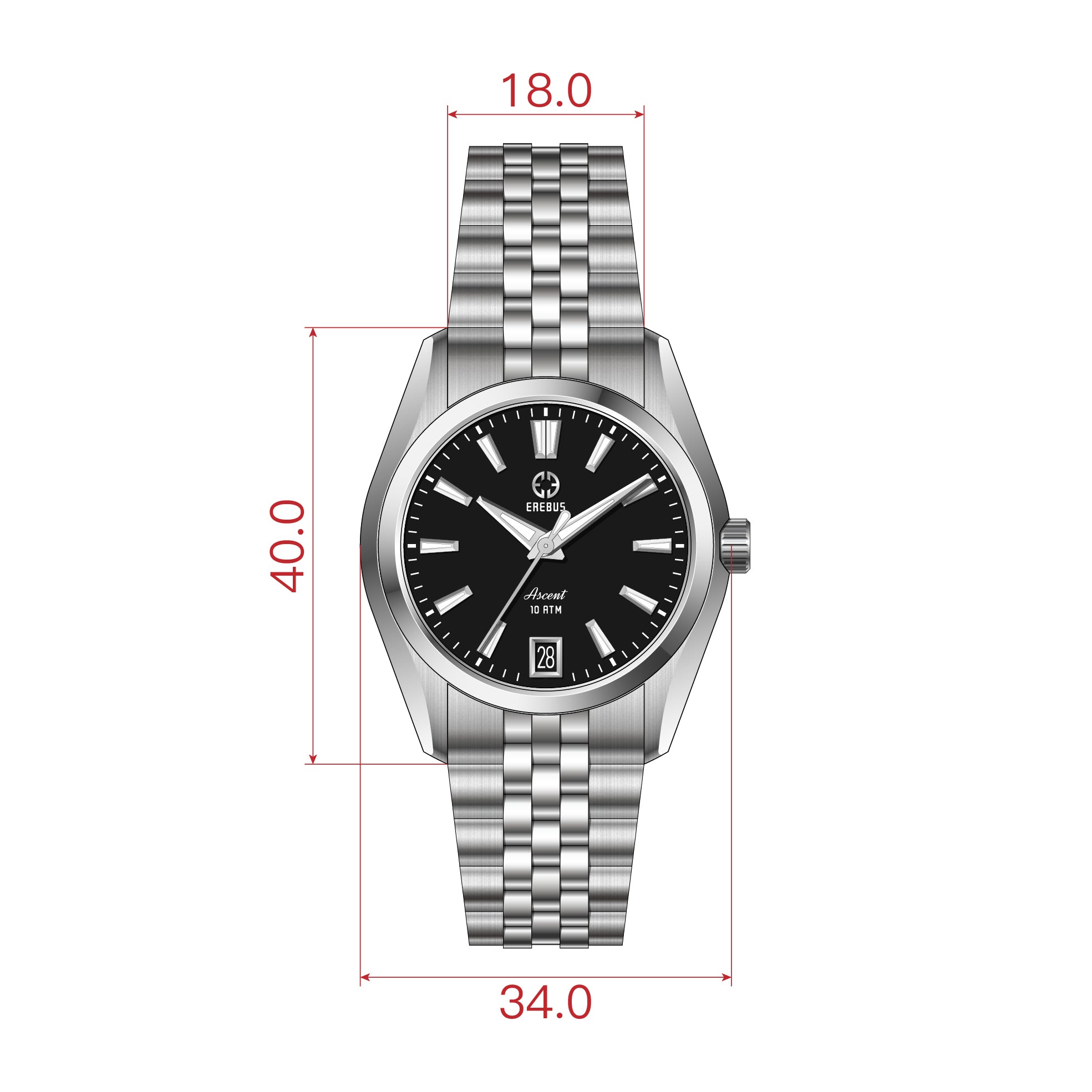 ASCENT 34 Black Enamel – EREBUS WATCH