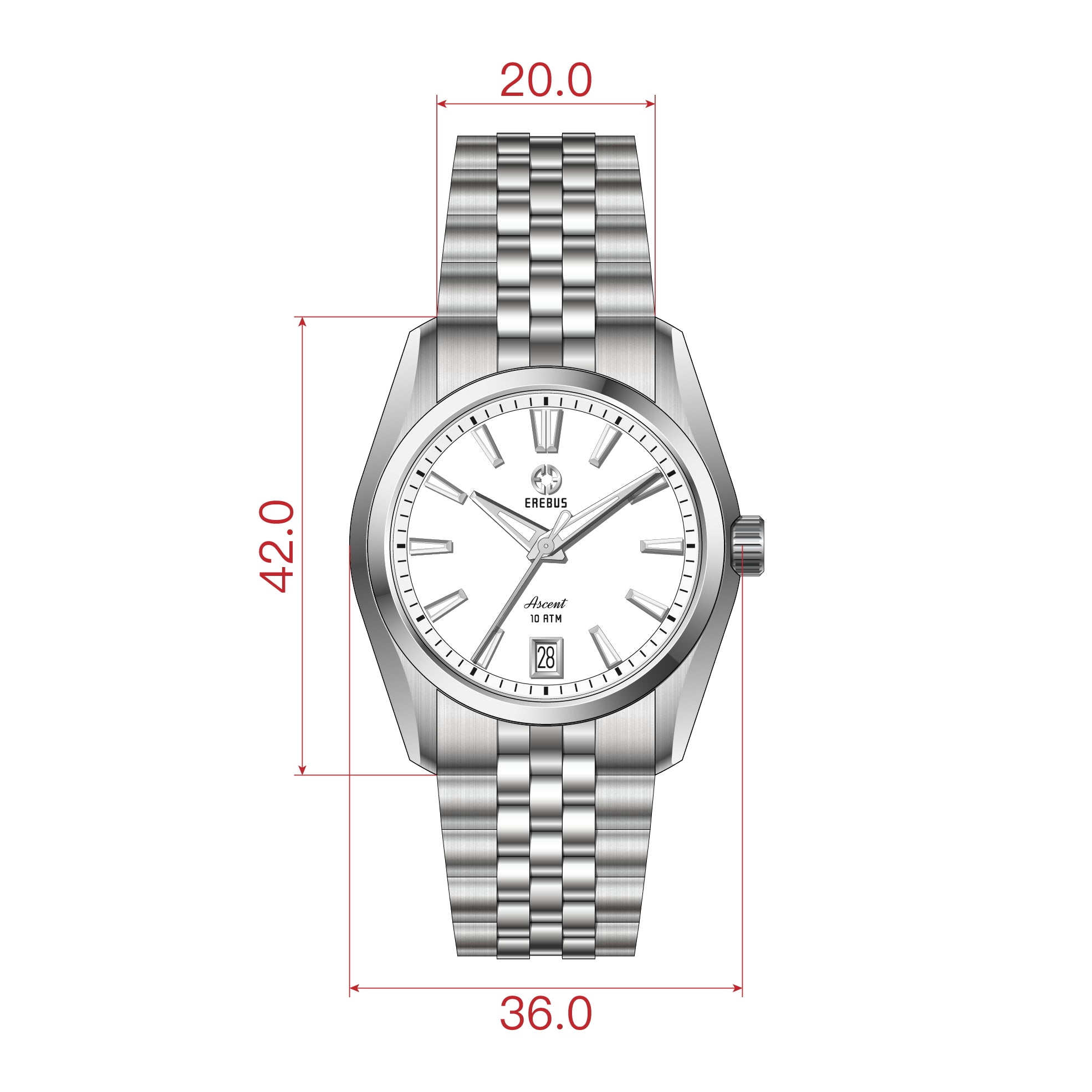 ASCENT 36 White Enamel – EREBUS WATCH